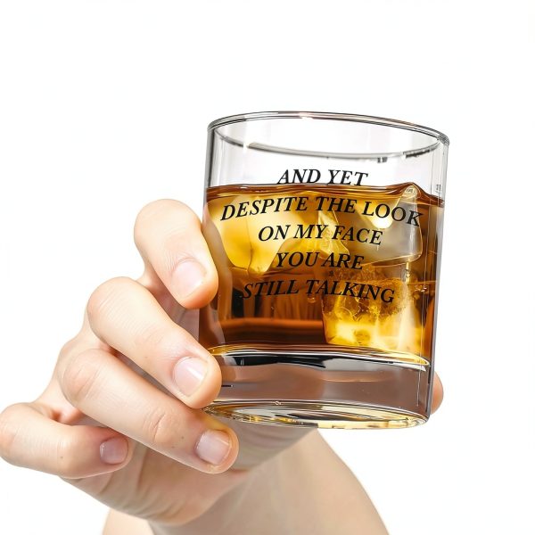 QHLLWT Clear Whiskey Glass Reusable Modern Letter Print-5