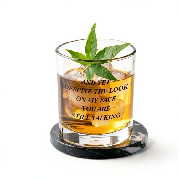 QHLLWT Clear Whiskey Glass Reusable Modern Letter Print-3