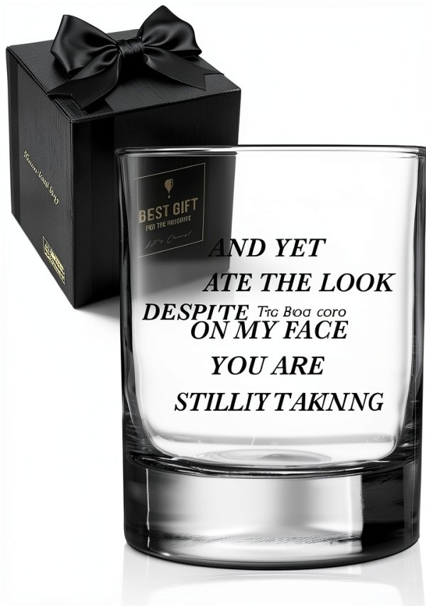 QHLLWT Clear Whiskey Glass Reusable Modern Letter Print-0