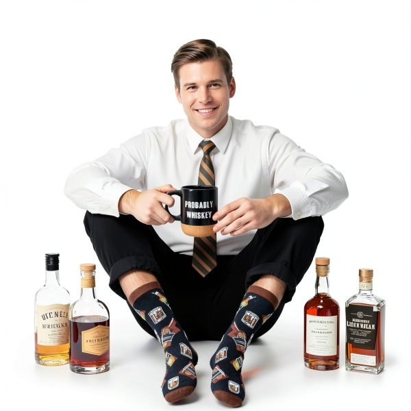 Gueevin Whiskey Gift Set Coffee Mug Journal Socks-5