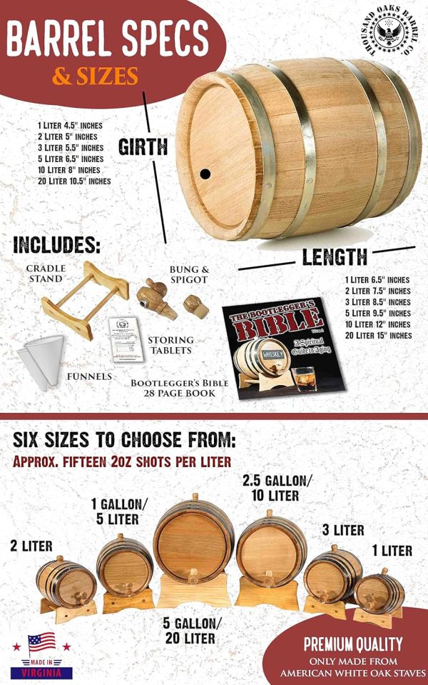 1000 Oaks Barrel Co 3L Whiskey Aging Barrel Fast Aging-4