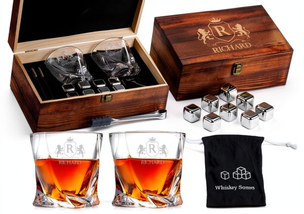 Personalized Whiskey Gift Set Shop4Ever Monogram Glasses-0