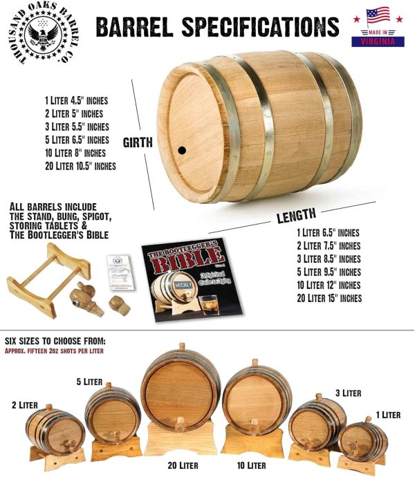 ReCoop Oak Barrel 10L Whiskey Aging American White Oak-4