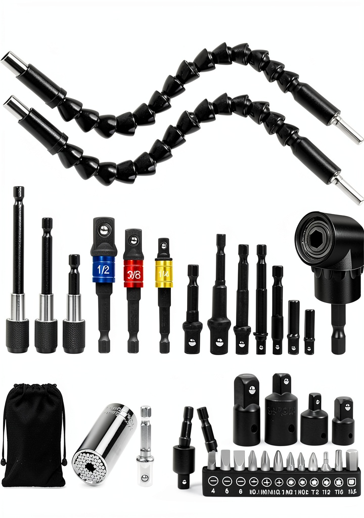 MESUADESI flexible drill bit extension set displayed with components