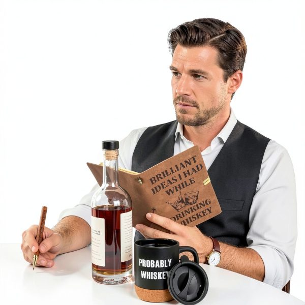 Gueevin Whiskey Gift Set Coffee Mug Journal Socks-4