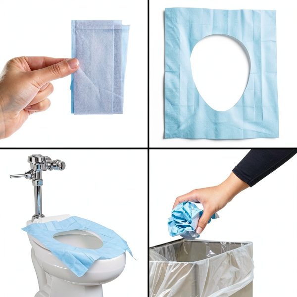 Juvale Disposable Toilet Seat Covers 50-Pack Blue White Compact Travel-5