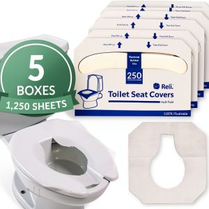 Toilet Seat Covers Reli Disposable 1250 Pcs 5 Packs Half Fold-0