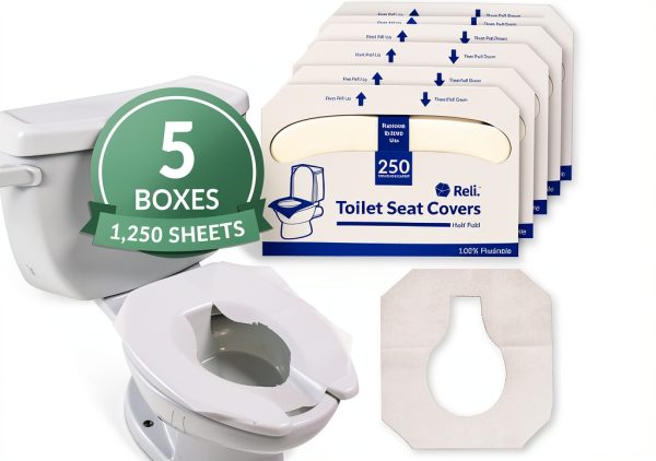 Toilet Seat Covers Reli Disposable 1250 Pcs 5 Packs Half Fold-0