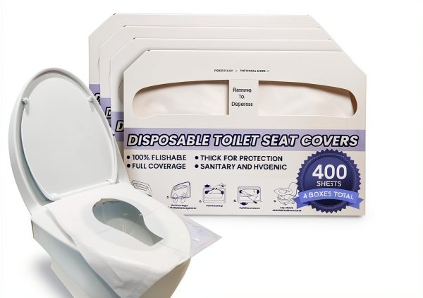 Disposable Toilet Seat Covers XL Fold Flushable 400 Sheets 4x200 White-0